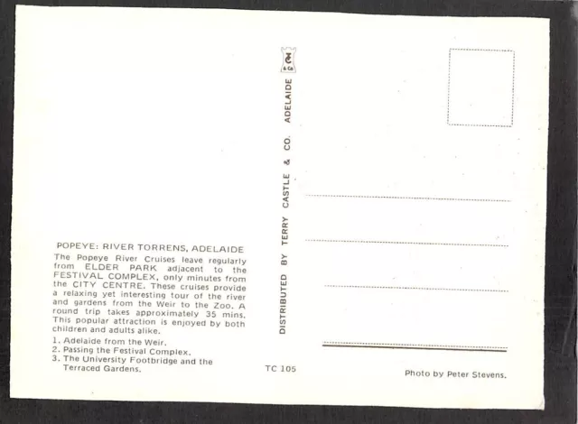 C8494 Australia SA Adelaide Popeye Boat River Torrens TC105 postcard 2