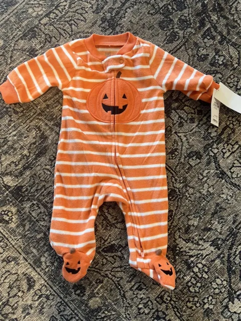 Baby Boy Girl Neutral Size 3 Months Halloween Carters Sleeper Pumpkin New