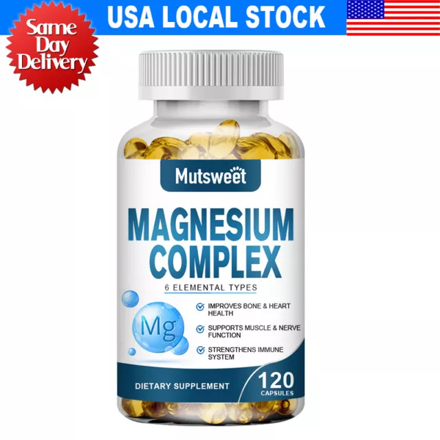 Magnesium Complex Supplement Caps - Mag Glycinate, Citrate, Malate, Oxide 500mg