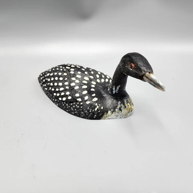 Vintage Hand Carved Wooden Loon Bird 8" Handpainted Black&White Decoy