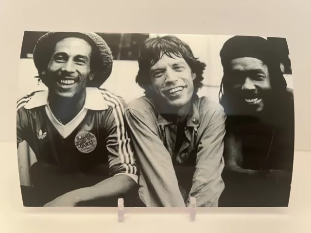 Bob Marley W/ Musician Legend Mick Jagger & Peter Tosh 4x6 photo Reggae One Love