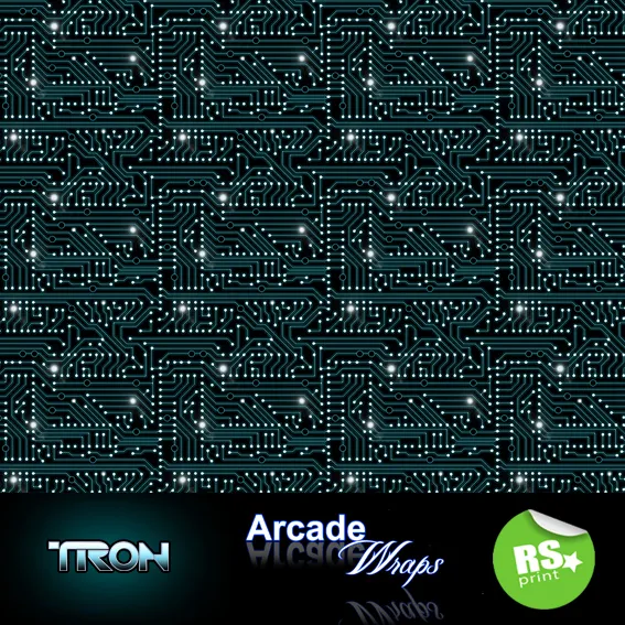 Tron CIRCUIT DESIGN Arcade Machine Wrap Artwork Sticker Retro Game Theme Large