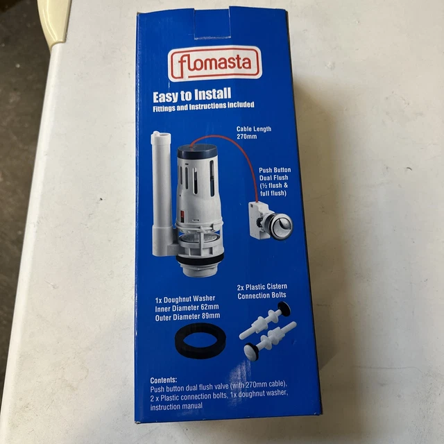 FLOMASTA PUSHBUTTON DUALFLUSH Valve Syphon Drop 1/2 and Full Flush £