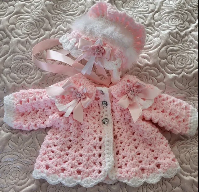 hand crochet baby cardigans  0-3