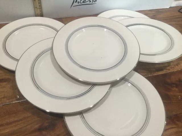 Syracuse China Old Ivory Nimbus Platinum  6 dinner plates 9 3/4''