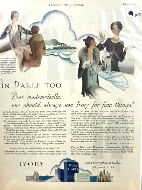 Vintage  Ivory Flakes Gentle to Everything PARIS  1930 Magazine Print Ad I93