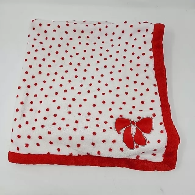 Absorba Red White Bow Polka Dot Baby Blanket 2014