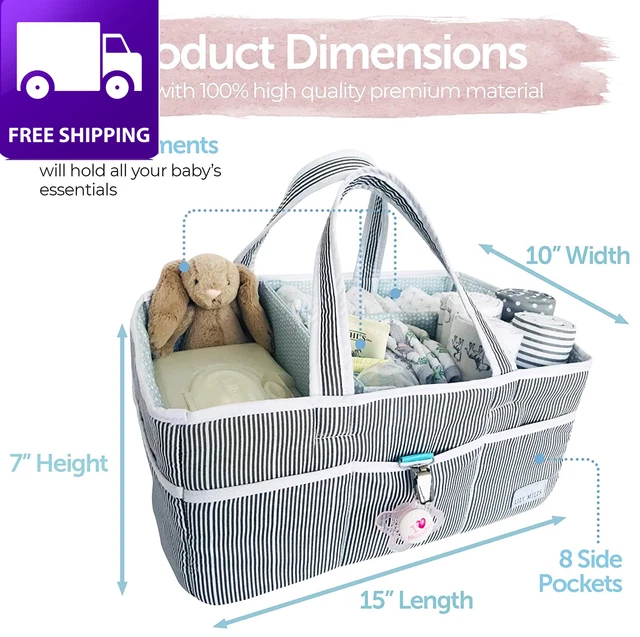 Baby Diaper Caddy - Large Organizer Tote Bag for Infant Boy or Girl - Baby Showe 5