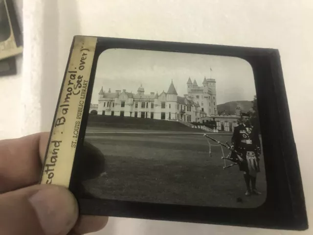 4 Magic Lantern Glass Slides Castles From Scotland Balmoral, Tantallon, Stirling