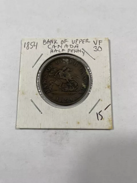 1854 Bank Of Upper Canada Half Penny Token