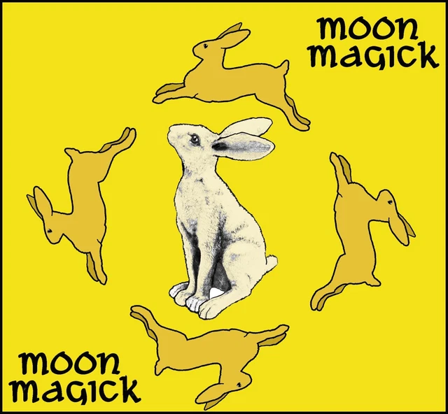 Set selbstklebender heidnischer/Wicca Mondbeobachtungshase, springender Hase & Phrasenstempel 3