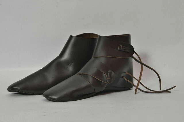 Scarpe medievali in pelle stivali costume da uomo in pelle scarpe alla caviglia