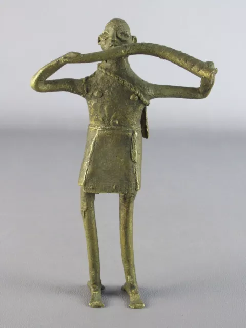 Statue Afrikanische IN Bronze Mann Musikant Mit Horn Skulptur Old-Time Xx Sec