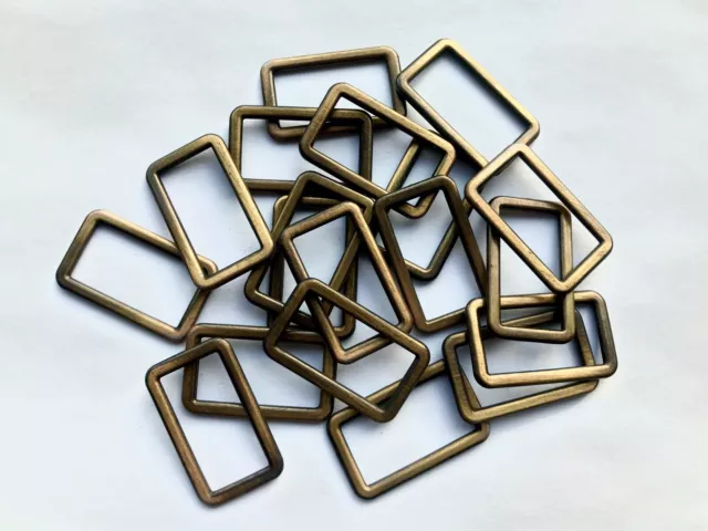Anillos rectangulares de 30 mm bucles metal envejecido sujetadores de latón anillo D rectangular D38