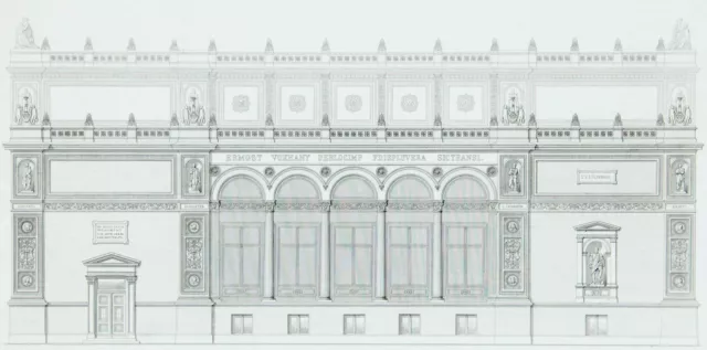 HAMBURG - Zeitschrift für Bauwesen - Kunsthalle, Fassade - Kupferstich, 1868