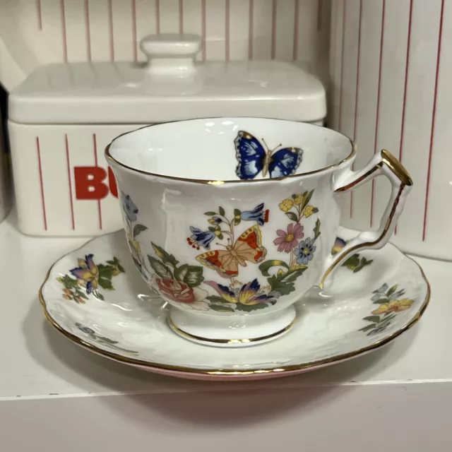 VTG 1980’s Aynsley Cottage Garden Floral Bone China 150ml Tea Cup & Saucer Set