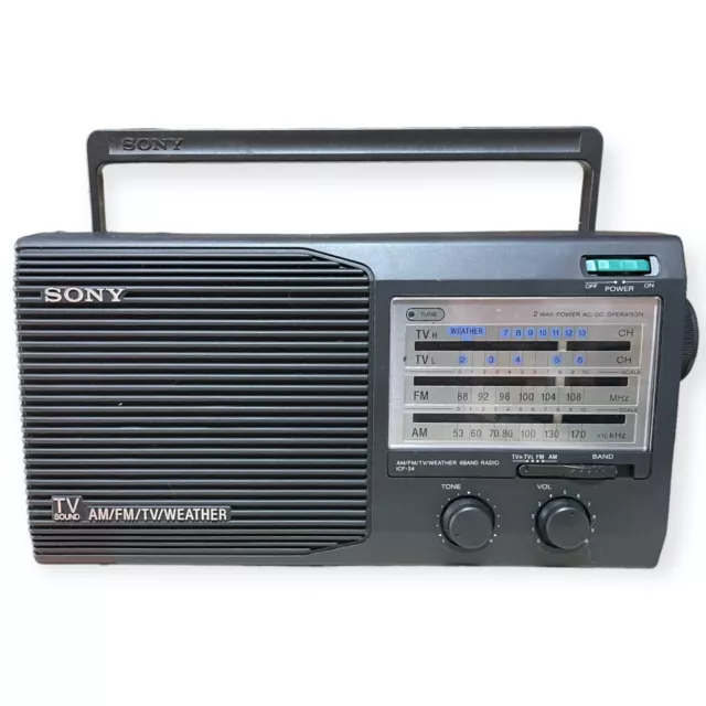 Sony ICF-34 Portable FM AM TV Sound Weather Radio Vintage Tested