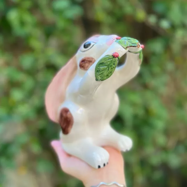Vintage Mottahedeh Made In Italy Majolica Bunny Rabbit Ceramic Figurine As Is 2