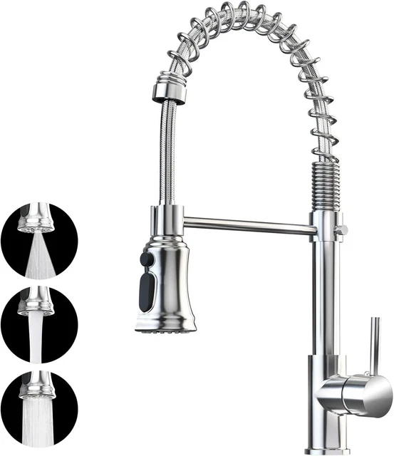 Küchenspüle Mixer Wasserhahn mit 360° drehbarem Abziehspray kommerziell Einhand
