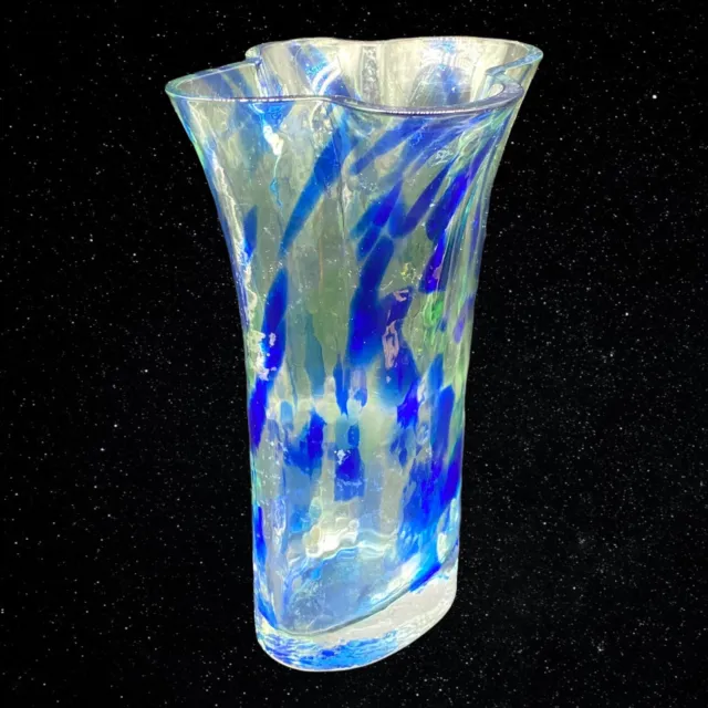 Vintage Sea Glass Bruck Kosta Sweden Vase Designed by Renate Stock 8”T 5.5”W 2