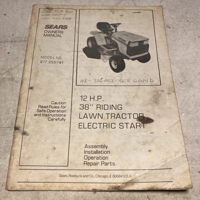 Craftsman lawn tractor hotsell model 917 manual