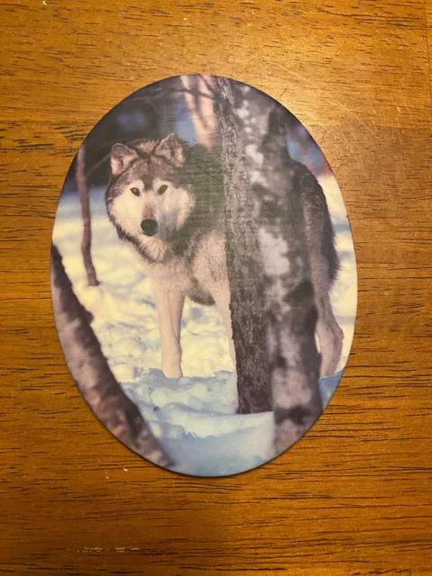 Wolf Oval Wall Plaque by Bee Kay Creations 5.25" tall and 4” wide MINT