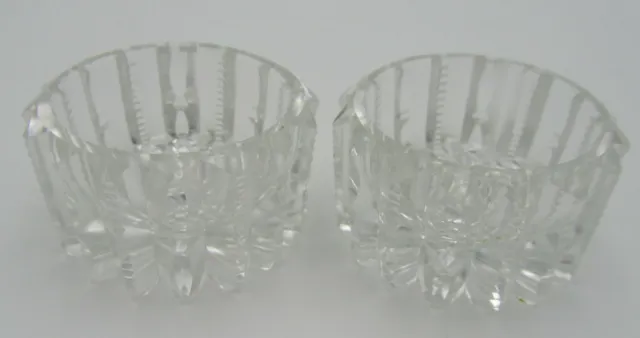 Salt Cellars Open Dip Dish Matching Ribbed Set of 2 - Cut Glass