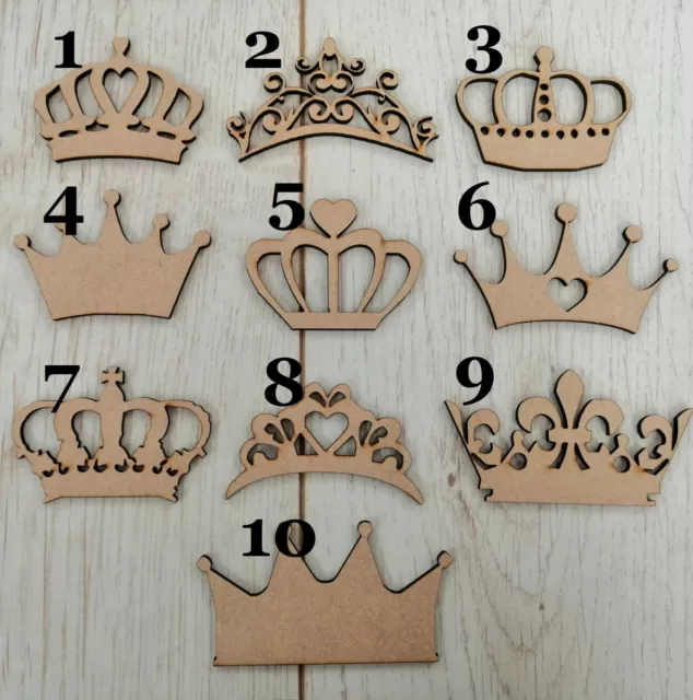 5 x MDF Kronenformen - Holz Prinzessin Kron Designs 5 cm - 50 cm Handwerk Rohling