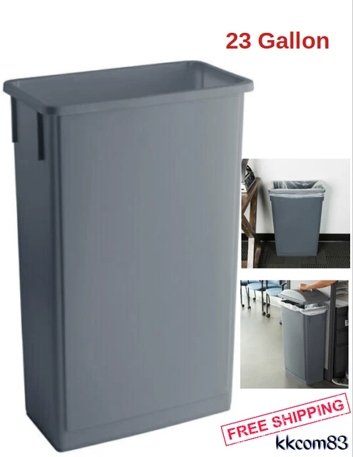 Kitchen Trash Can 23 Gallon Heavy Duty Gray Plastic Slim Restaurant Garbage Bin