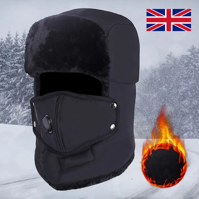 Mens Winter Earflap Warm Russian Face Mask Ski Cap Outdoor Aviator Trapper Hat Q