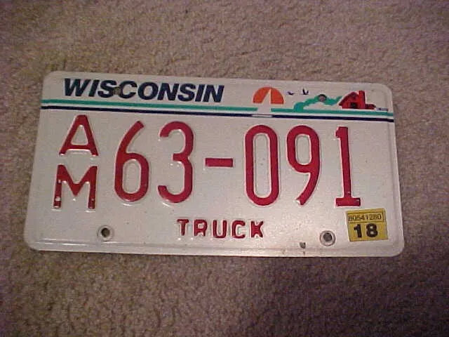 Wisconsin  Truck License Plate, Near Mint Condition.