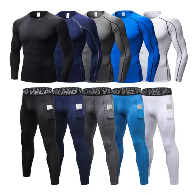 Men's Compression Outfit Athletic Basketball Running Training Baselayer Cool Dry