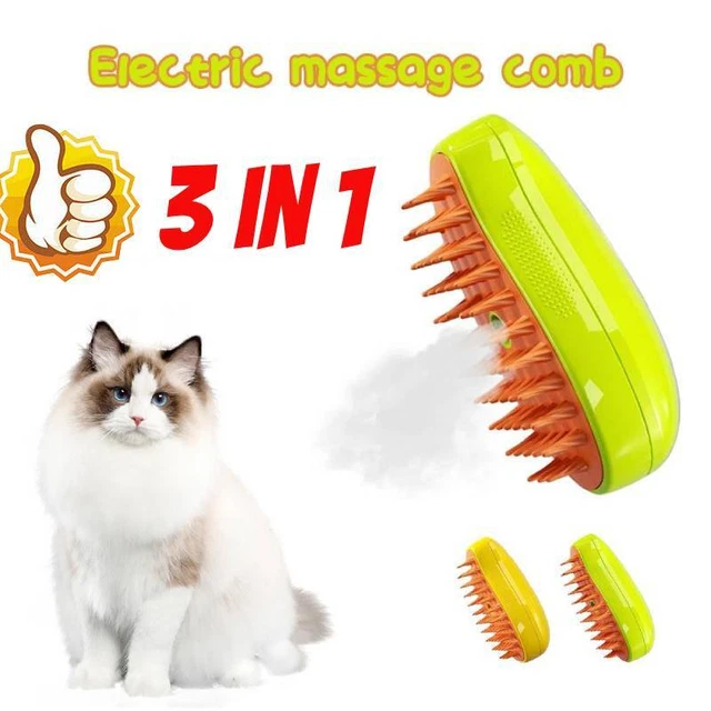 Steamy Cat Brush , 3 In1 Cat Steamy Brush, Self Cleaning Steam Cat Brush']-