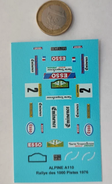 decalque decals decalcomanie ALPINE A110 RALLYE DES 1000 PISTES 1976 1