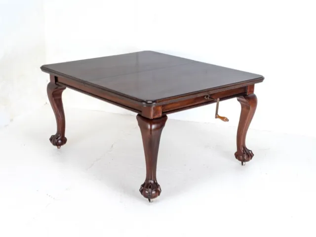 Chippendale Victorian Mahogany 8ft Extending Dining Table Claw & Ball Feet C1870 3