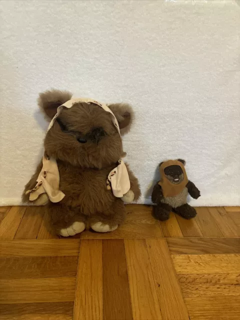 Vintage Star Wars Ewok Wicket Plush Dolls Kenner 1980 90s Lot Of 2