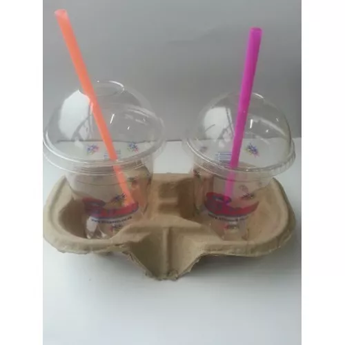 2 cups disposable carry trays takeaway carrier cup holders tea coffee slush