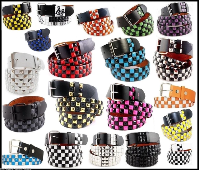 Ceinture En Similicuir à Clous Pyramidaux - Style Punk, Rock, Gothique, Mixte Homme/femme, Taille M
