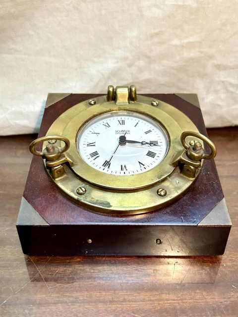 Orologio Vintage Nautico Legno E Ottone Ta Tavolo Scrivania