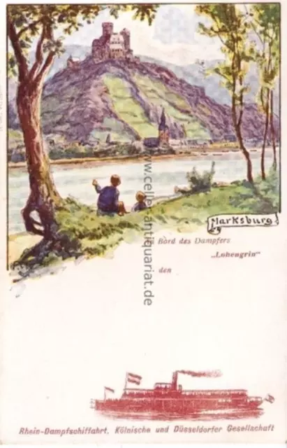 Postkarte. Rhein-Dampfschifffahrt, Kölnische und Düsseldorfer Gesellschafft. An