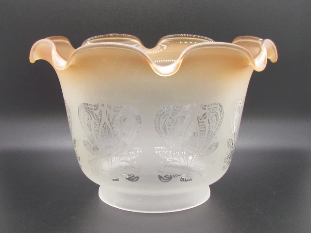 Victorian Frosted Acid Etched Glass Upright Shade Ruffled 4" Fitter Parlor Lamp