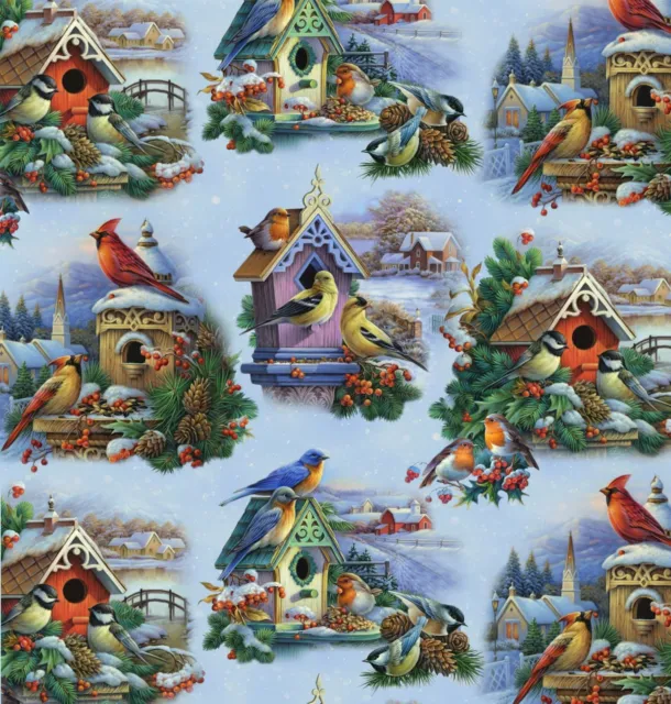 Animal Fabric | Winter Song Christmas Bird Houses | Elizabeth's Studio YARD