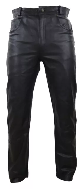 Mens Real Leather Jeans Hide Trousers Biker Racing Classic