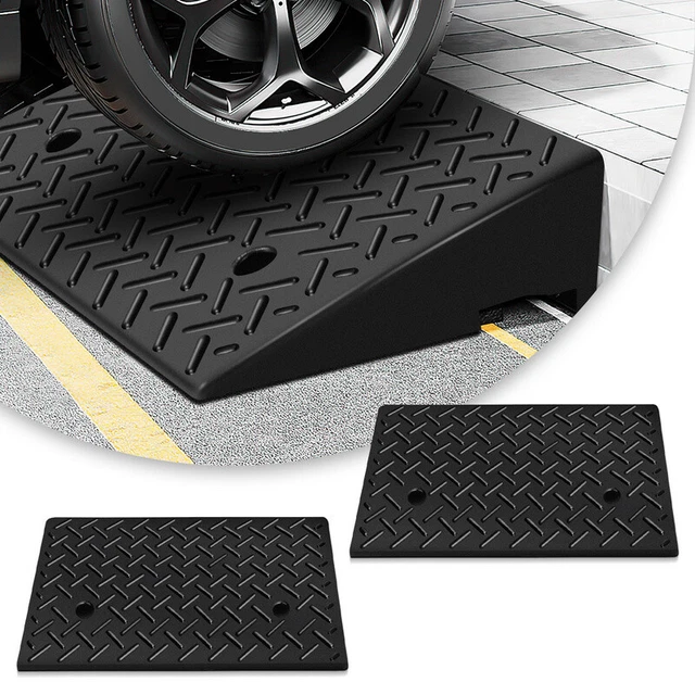 2 Bordsteinrampen Aus Gummi - Für Auffahrt, Garagen & Kabelschutz 50x13x3 Cm