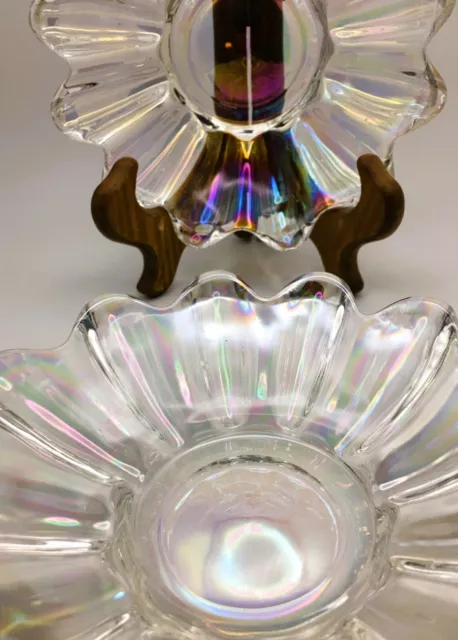 Glass Petal Bowls Vintage Iridescent Dish Lot of 2