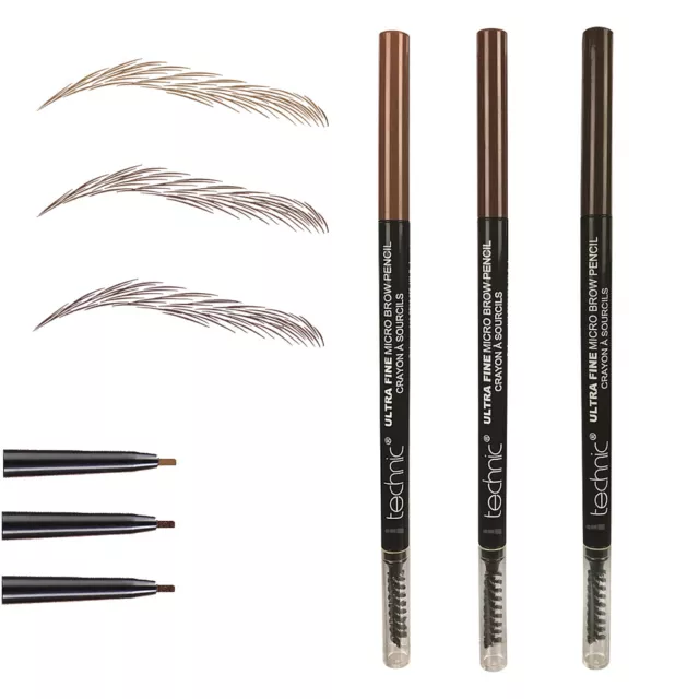 Technic Twist Up Micro Fine Thin Eyebrow Pencil Brow Liner Definer Brush