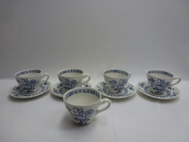 Vintage Classic J &G Meakin Blue Nordic Onion Ironstone Cups and Saucers 4 Sets
