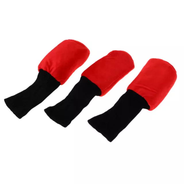 3 Pack Fluff Cloth Washable Golf Club Head Covers for Driver Wood Fairway Head