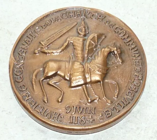 Medaille En Bronze 8Eme Centenaire De La Charte De Commune D'abbeville