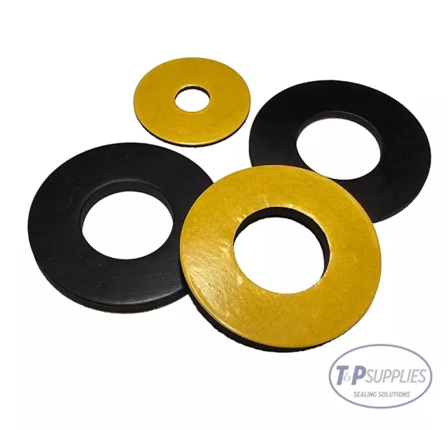 Solid Neoprene Adhesive Backed Rubber Washer 4mm thk x5 bespoke size to 30mm dia
